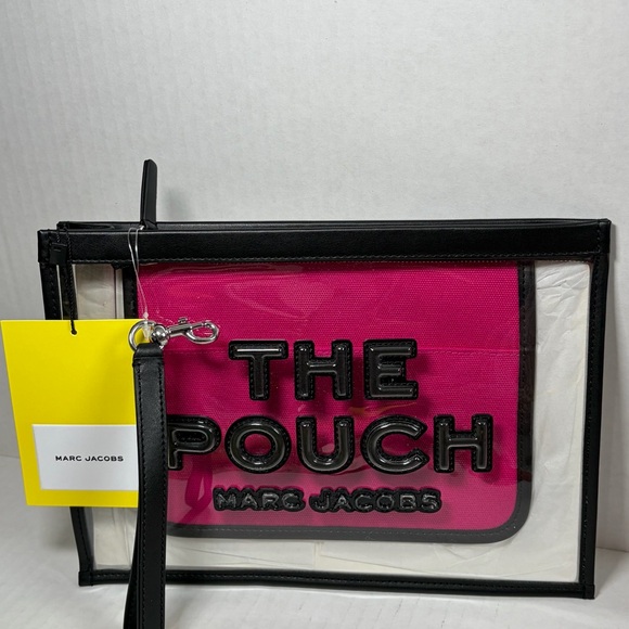 Marc Jacobs Handbags - Marc Jacobs PVC The Pouch Wristlet Pink Black NWT